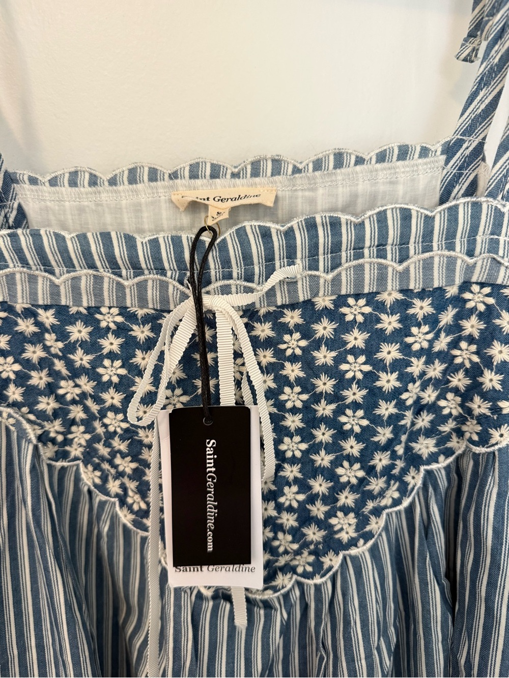 Blue Stripe Midi Sundress with Smocked Bodice - Picture 2 of 2